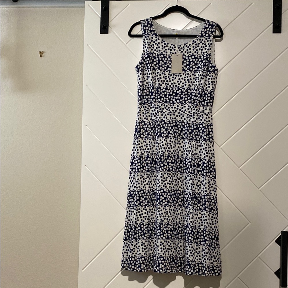 Boden Navy and White Midi Dress